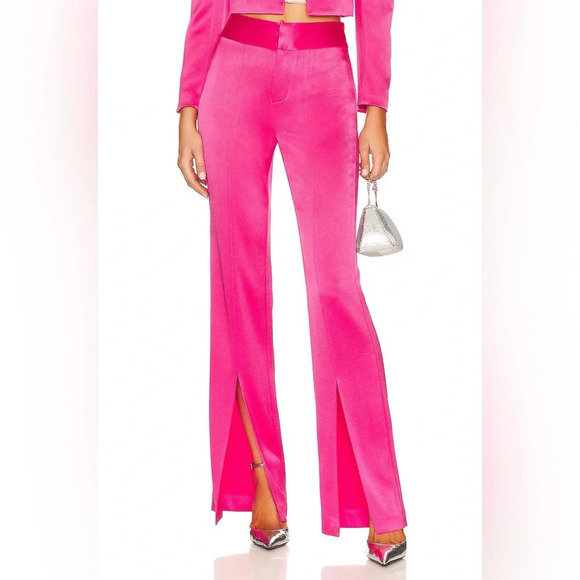 New! Alice + Olivia Jody High Waisted Front Slit Pant Candy Color 33567 - Picture 1 of 16